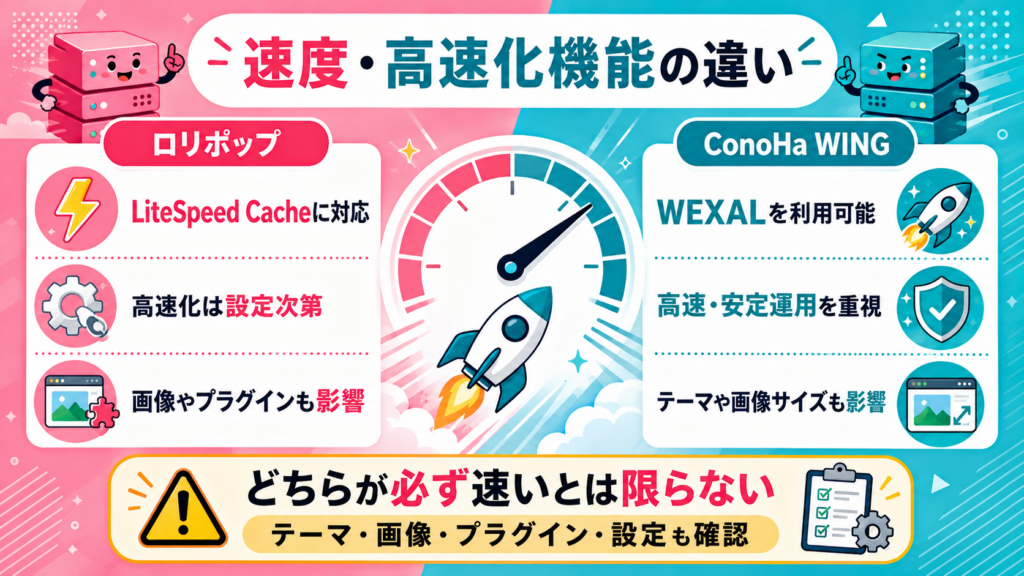 表示速度に関わる機能の違い